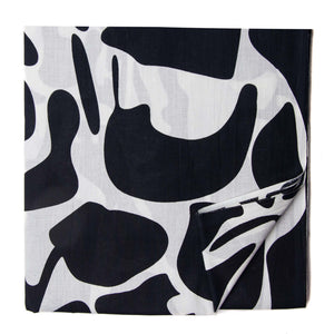 Black and white screen printed pure cotton fabric with abstract design