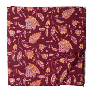 Brown screen printed pure cotton fabric with floral design