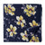 Blue and yellow screen printed pure cotton fabric with floral design