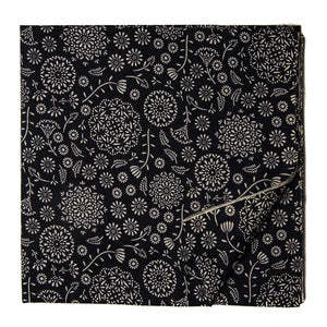 Black and White Pure Cotton Screen Printed Fabric with floral print