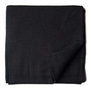 Precut 1 meters -Black Plain Textured Cotton Slub Fabric