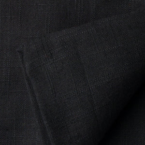 Precut 1 meters -Black Plain Textured Cotton Slub Fabric