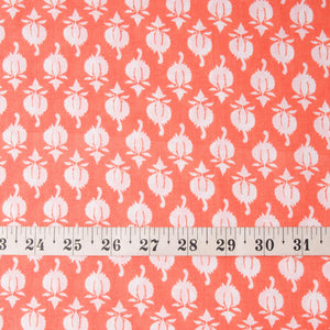 Precut 0.75 meter - Orange & White Cotton Fabric with Motif Print