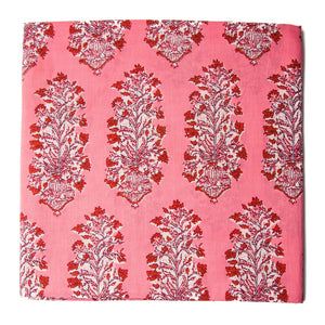 Precut 0.75 meter - Pink & Red Cotton Fabric with Floral Print