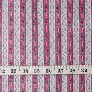 Precut 0.75 meter - Grey & Pink Printed Cotton Fabric