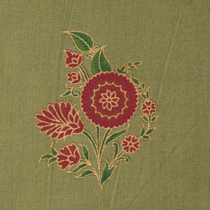 Precut 1meter - Green & Pink Printed Cotton Fabric