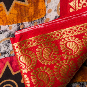 Precut 1meter - Red Printed Cotton Fabric
