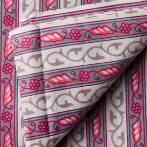 Precut 1meter - Pink & White Printed Cotton Fabric