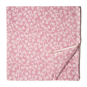 White and Pink Screen printed cotton with floral design