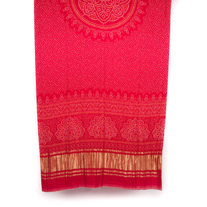 Viscose Gaji Cotton Silk Printed Dupatta with Golden Border