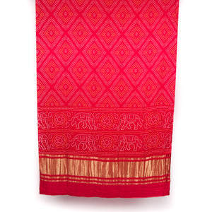 Viscose Gaji Cotton Silk Printed Dupatta with Golden Border