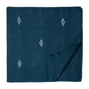 Blue South Cotton Jacquard Fabric with diamond motifs