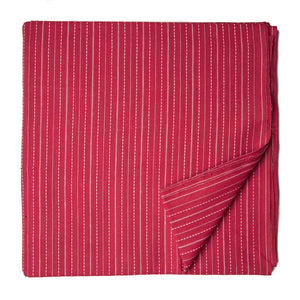 Red South Cotton Jacquard Fabric with Stripes
