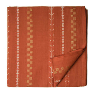 Orange South Cotton Jacquard Fabric with Stripes