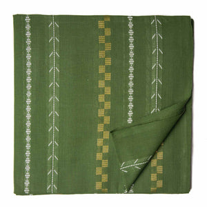 Green South Cotton Jacquard Fabric with Stripes