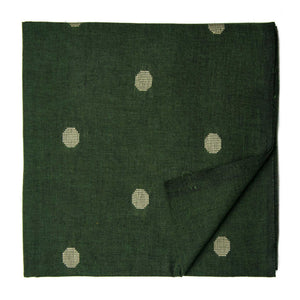 Green South Cotton Jacquard Fabric with golden Dots