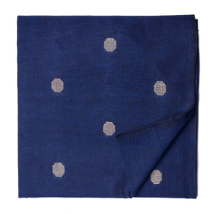 Blue South Cotton Jacquard Fabric with golden Dots