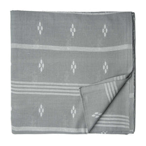 Grey South Cotton Jacquard Fabric with lines and motifs