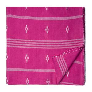 Pink South Cotton Jacquard Fabric with lines and motifs