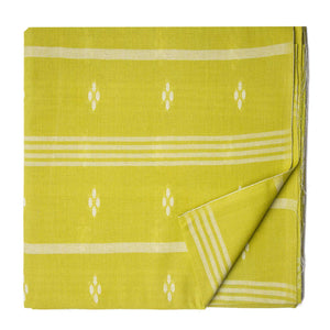 Green South Cotton Jacquard Fabric with lines and motifs