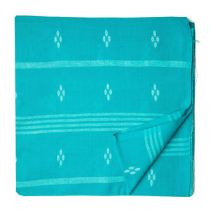 Blue South Cotton Jacquard Fabric with lines and motifs