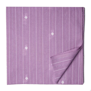 Purple South Cotton Jacquard Fabric with motifs and lines