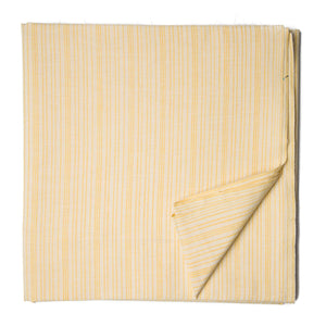 Yellow and Off white South Cotton Jacquard Fabric with stripes