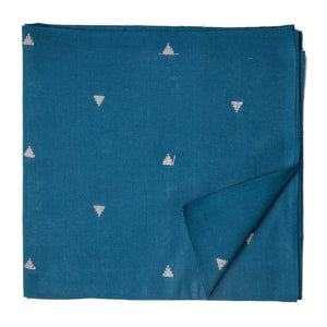 Blue South Cotton Jacquard Fabric with triangular motifs