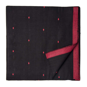 Black South Cotton Jacquard Fabric with red dots and border