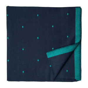 Blue South Cotton Jacquard Fabric with blue dots and border