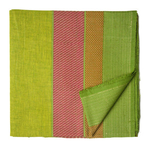 Green South Cotton Jacquard Fabric with golden border