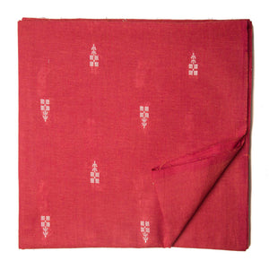 Red South Cotton Jacquard Fabric with kantha floral thread work