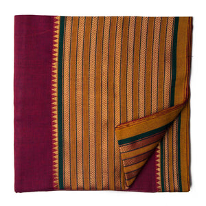 Maroon Super Fine Pure South Cotton Fabric with Golden border