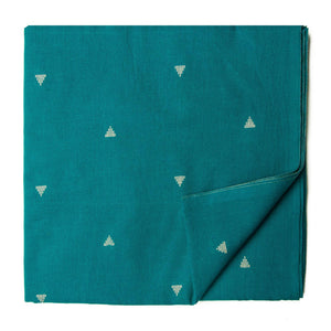 Blue South Cotton Jacquard Fabric with triangle motif