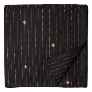 Black South Cotton Jacquard Fabric with golden lines